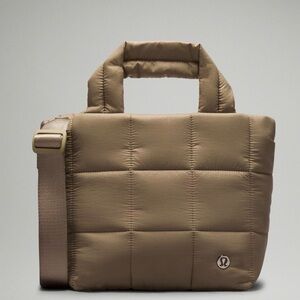New LULULEMON Quilted Grid Tote Mini Handbag Bag Fawn Brown 5L